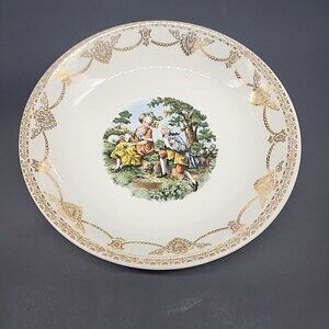Stetson Serving Bowl 22 K Warranted Couple Victorian Gold white Courting Vintage